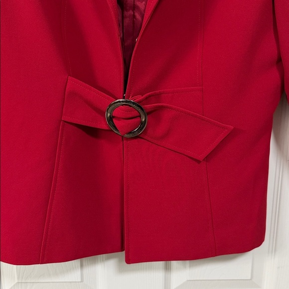 Tahari Bold Red Blazer Belt Accent Career Office Wear Elegant Wear Minimalist - Picture 11 of 13